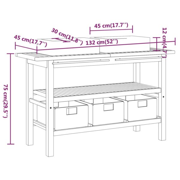 vidaXL Bathroom Vanity Cabinet with Cream Marble Sinks Solid Wood Teak - Image 12