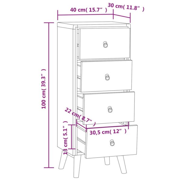 vidaXL Chest of Drawers 15.7"x11.8"x39.4" Solid Wood Teak - Image 8