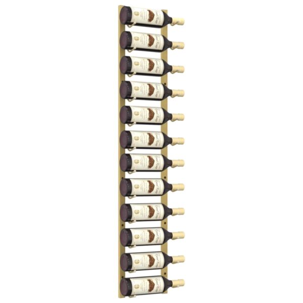 vidaXL Wall Mounted Wine Rack for 12 Bottles Gold Iron - Image 3