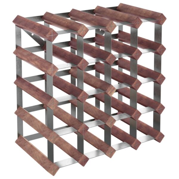 vidaXL Wine Rack for 20 Bottles Brown Solid Wood Pine - Image 2