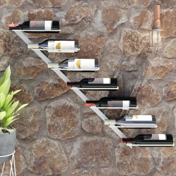 vidaXL Wall-mounted Wine Rack for 7 Bottles White Metal