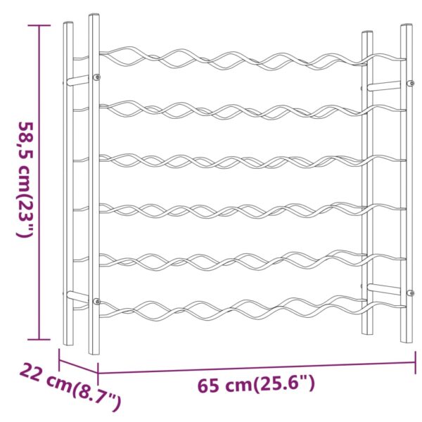 vidaXL Wine Rack for 36 Bottles White Metal - Image 8