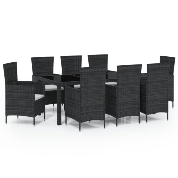 vidaXL 9 Piece Patio Dining Set with Cushions Poly Rattan - Image 2