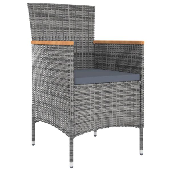 vidaXL 5 Piece Patio Dining Set with Cushions Poly Rattan Gray - Image 3