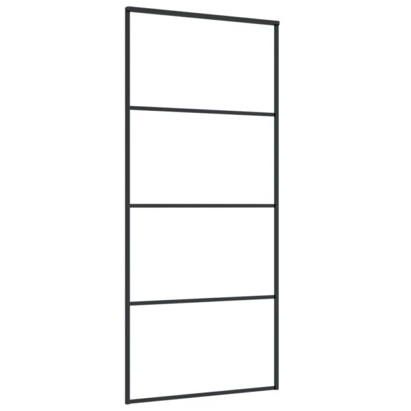 vidaXL Sliding Door Frosted ESG Glass and Aluminum 35.4"x80.7" Black - Image 3