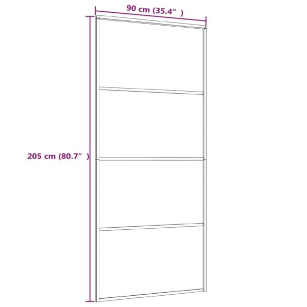 vidaXL Sliding Door Frosted ESG Glass and Aluminum 35.4"x80.7" Black - Image 5