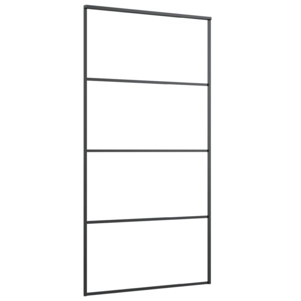 vidaXL Sliding Door Frosted ESG Glass and Aluminum 40.4"x80.7" Black - Image 3