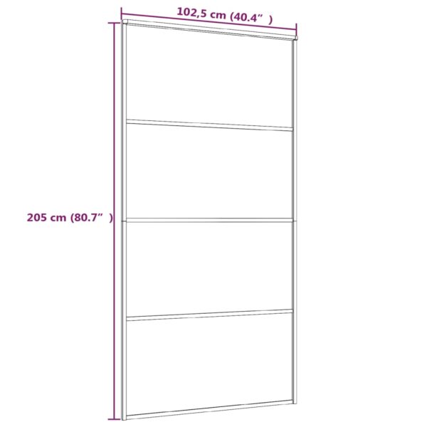 vidaXL Sliding Door Frosted ESG Glass and Aluminum 40.4"x80.7" Black - Image 5