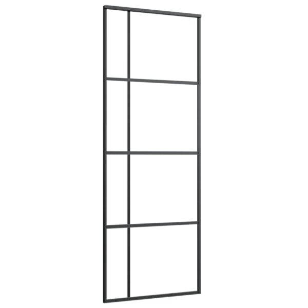 vidaXL Sliding Door ESG Glass and Aluminum 29.9"x80.7" Black - Image 2