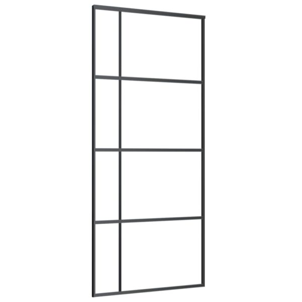 vidaXL Sliding Door ESG Glass and Aluminum 35.4"x80.7" Black - Image 2