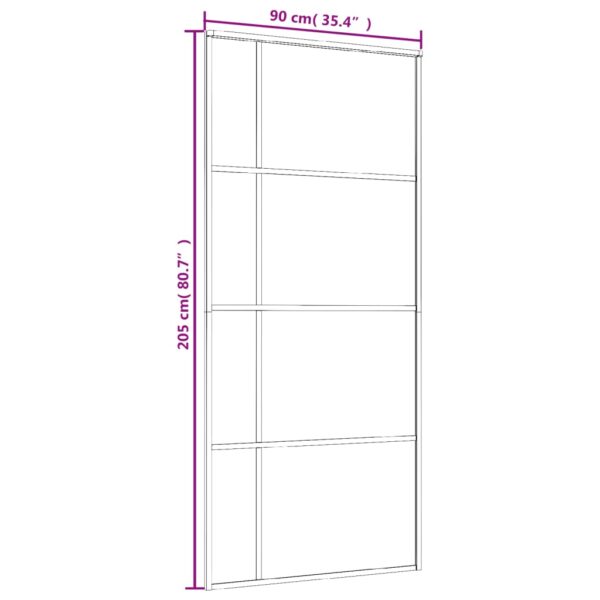 vidaXL Sliding Door ESG Glass and Aluminum 35.4"x80.7" Black - Image 6