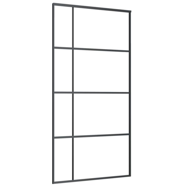 vidaXL Sliding Door ESG Glass and Aluminum 40.4"x80.7" Black - Image 2