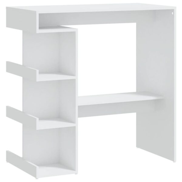 vidaXL Bar Table with Storage Rack White 39.4"x19.7"x40" Engineered Wood - Image 2