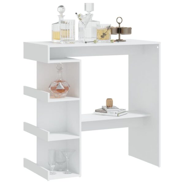 vidaXL Bar Table with Storage Rack White 39.4"x19.7"x40" Engineered Wood - Image 4