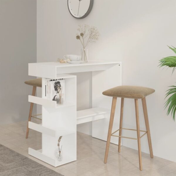 vidaXL Bar Table with Storage Rack White 39.4"x19.7"x40" Engineered Wood