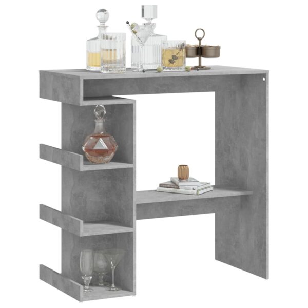 vidaXL Bar Table with Storage Rack Concrete Gray 39.4"x19.7"x40"Engineered Wood - Image 4