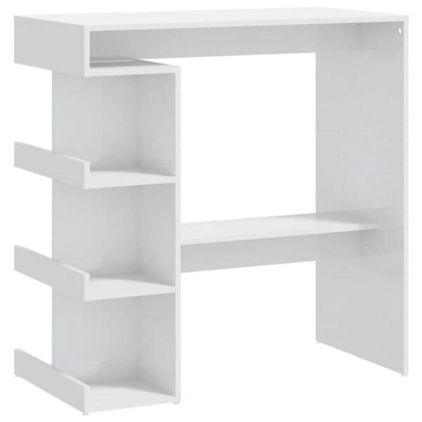 vidaXL Bar Table with Storage Rack High Gloss White 39.4"x19.7"x40" - Image 2