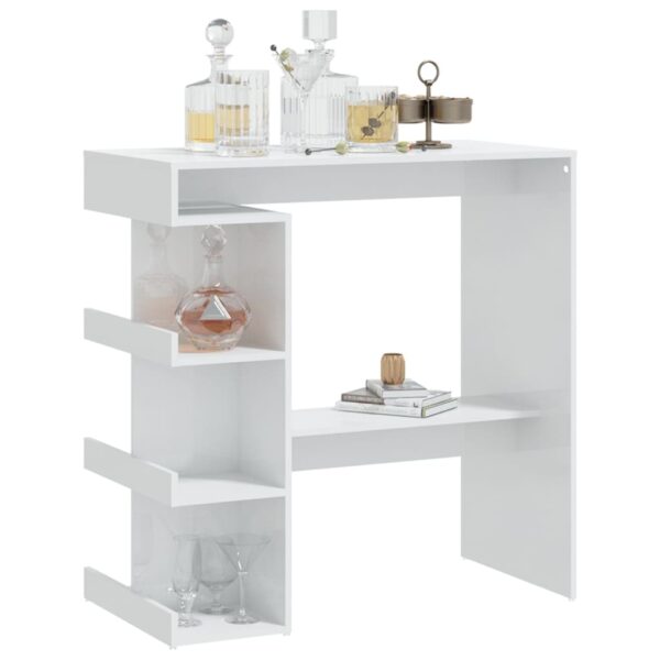 vidaXL Bar Table with Storage Rack High Gloss White 39.4"x19.7"x40" - Image 4