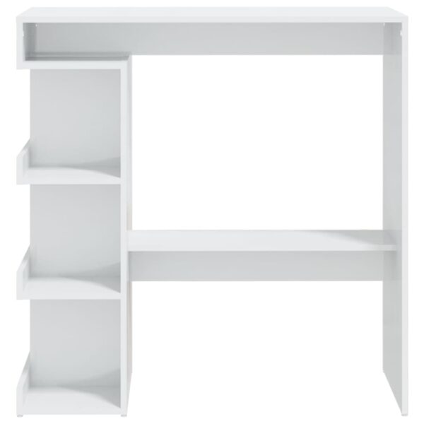 vidaXL Bar Table with Storage Rack High Gloss White 39.4"x19.7"x40" - Image 5