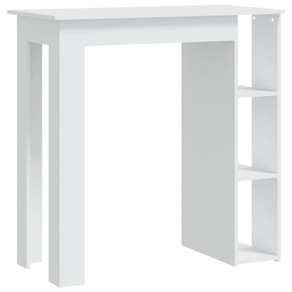 vidaXL Bar Table with Shelf White 40.2"x19.7"x40.7" Engineered Wood - Image 2