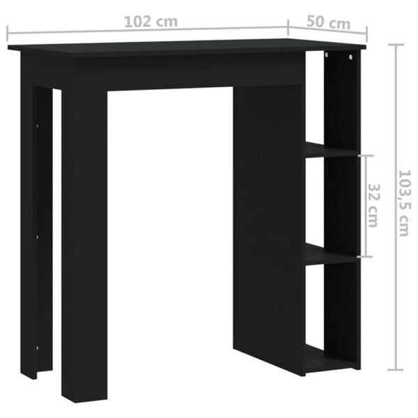 vidaXL Bar Table with Shelf Black 40.2"x19.7"x40.7" Engineered Wood - Image 7