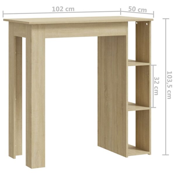 vidaXL Bar Table with Shelf Sonoma Oak 40.2"x19.7"x40.7" Engineered Wood - Image 7