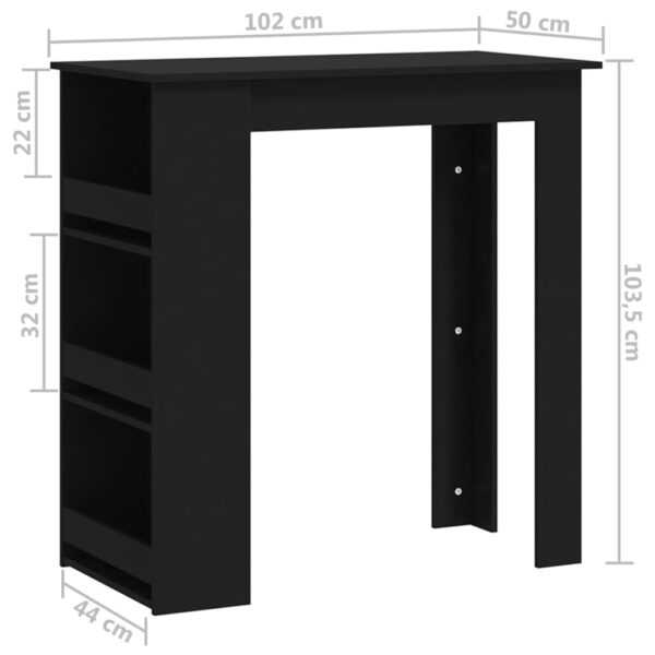 vidaXL Bar Table with Storage Rack Black 40.2"x19.7"x40.7" Engineered Wood - Image 7