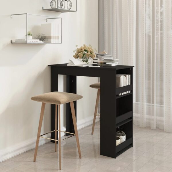 vidaXL Bar Table with Storage Rack Black 40.2"x19.7"x40.7" Engineered Wood