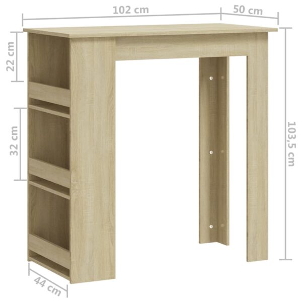 vidaXL Bar Table with Storage Rack Sonoma Oak 40.2"x19.7"x40.7" Engineered Wood - Image 7