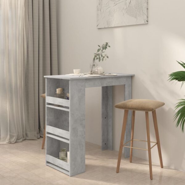 vidaXL Bar Table with Storage Rack Concrete Gray 40.2"x19.7"x40.7" - Image 3