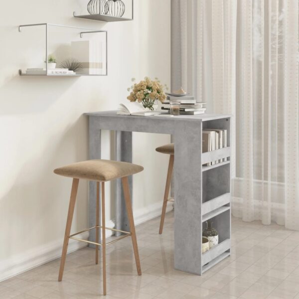 vidaXL Bar Table with Storage Rack Concrete Gray 40.2"x19.7"x40.7"