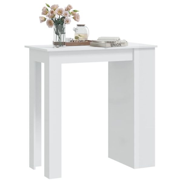 vidaXL Bar Table with Storage Rack High Gloss White 40.2"x19.7"x40.7" - Image 4