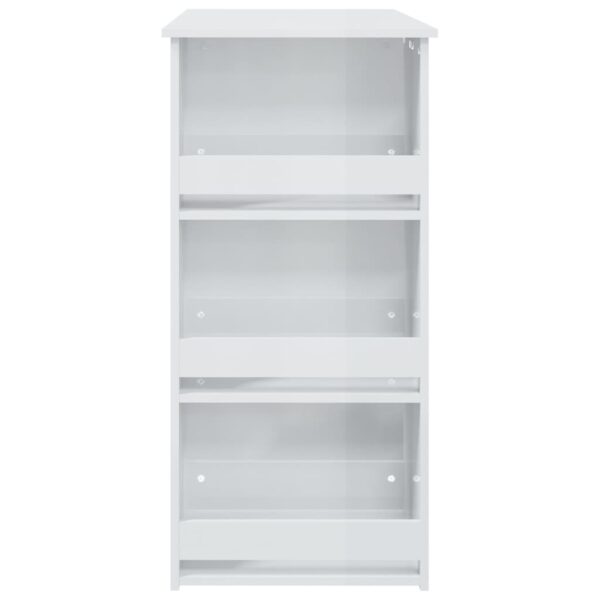 vidaXL Bar Table with Storage Rack High Gloss White 40.2"x19.7"x40.7" - Image 6