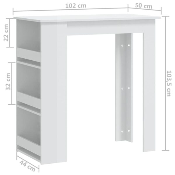 vidaXL Bar Table with Storage Rack High Gloss White 40.2"x19.7"x40.7" - Image 7