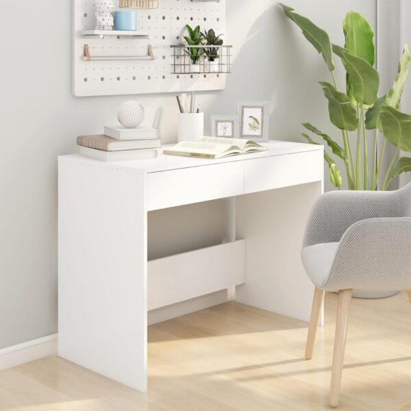 vidaXL Desk White 39.8"x19.7"x30.1" Engineered Wood - Image 3