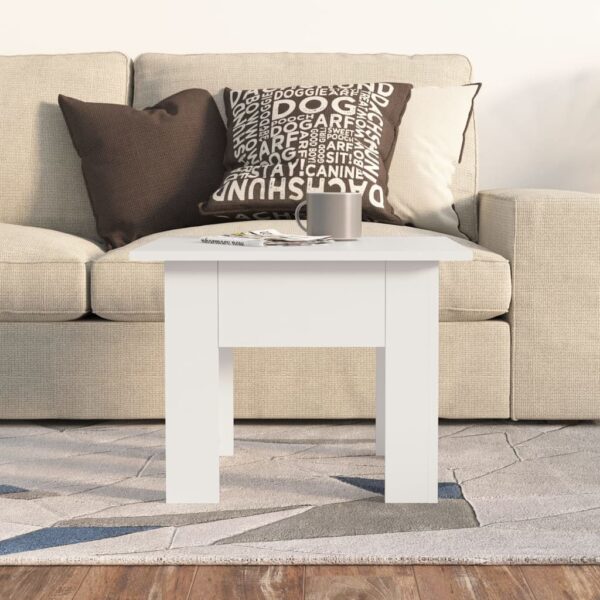 vidaXL Coffee Table White 21.7"x21.7"x16.5" Engineered Wood - Image 3