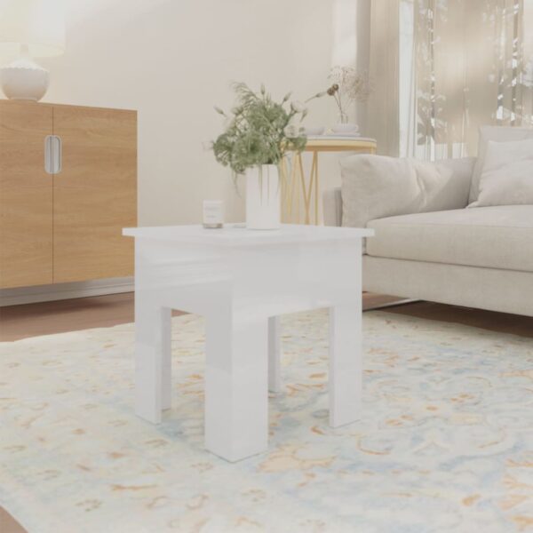 vidaXL Coffee Table High Gloss White 15.7"x15.7"x16.5" Engineered Wood - Image 3