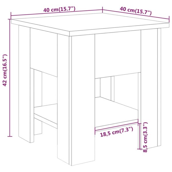 vidaXL Coffee Table High Gloss White 15.7"x15.7"x16.5" Engineered Wood - Image 6