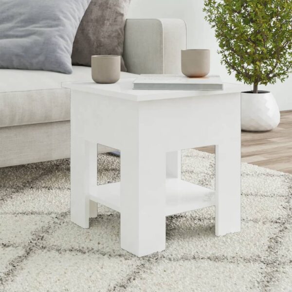 vidaXL Coffee Table High Gloss White 15.7"x15.7"x16.5" Engineered Wood