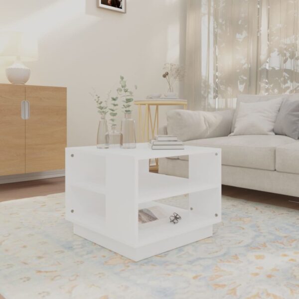 vidaXL Coffee Table White 21.7"x21.7"x16.9" Engineered Wood - Image 3