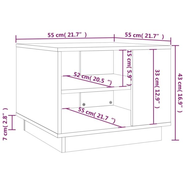 vidaXL Coffee Table White 21.7"x21.7"x16.9" Engineered Wood - Image 7