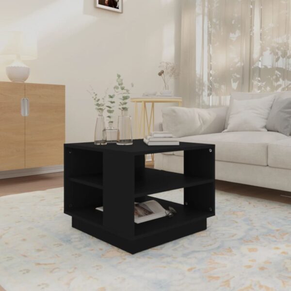 vidaXL Coffee Table Black 21.7"x21.7"x16.9" Engineered Wood - Image 3