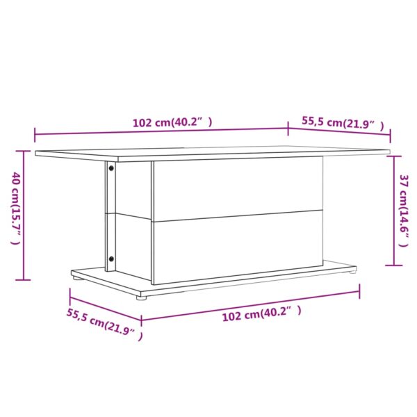 vidaXL Coffee Table White 40.2"x21.9"x15.7" Engineered Wood - Image 7