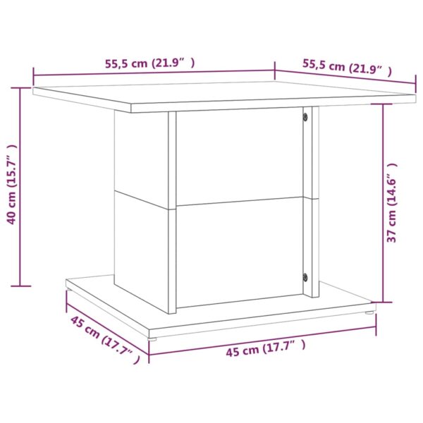 vidaXL Coffee Table Black 21.9"x21.9"x15.7" Engineered Wood - Image 7