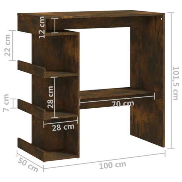 vidaXL Bar Table with Storage Rack Smoked Oak 39.4"x19.7"x40"Engineered Wood - Image 7