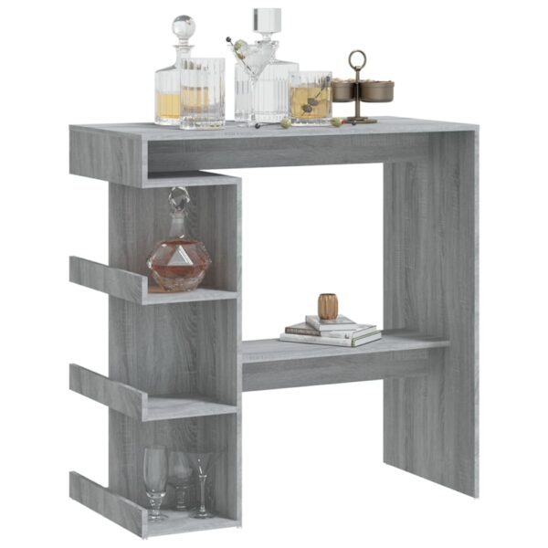 vidaXL Bar Table with Storage Rack Gray Sonoma 39.4"x19.7"x40" - Image 4