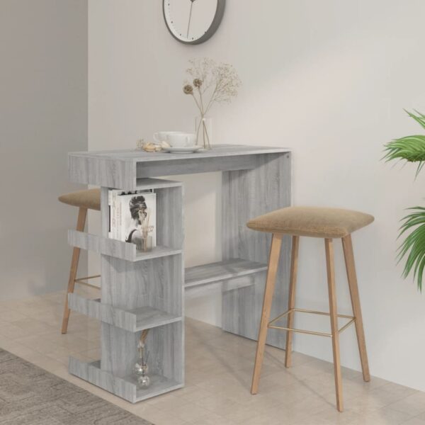 vidaXL Bar Table with Storage Rack Gray Sonoma 39.4"x19.7"x40"