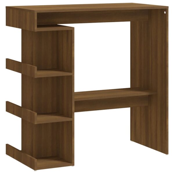 vidaXL Bar Table with Storage Rack Brown Oak 39.4"x19.7"x40"Engineered Wood - Image 2