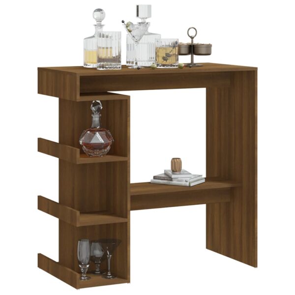 vidaXL Bar Table with Storage Rack Brown Oak 39.4"x19.7"x40"Engineered Wood - Image 4