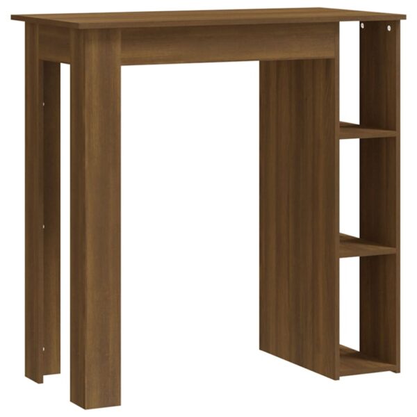 vidaXL Bar Table with Shelf Brown Oak 40.2"x19.7"x40.7" Engineered Wood - Image 2